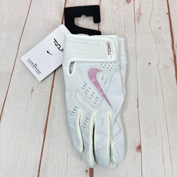 NWT Nike Trout 2.0 Baseball Batting Gloves White Iridescent Adult Size Large - Picture 3 of 8